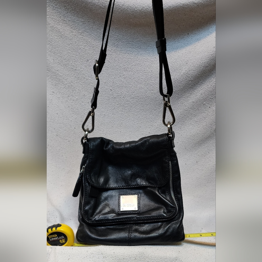 Nicoli black leather crossbody bag purse